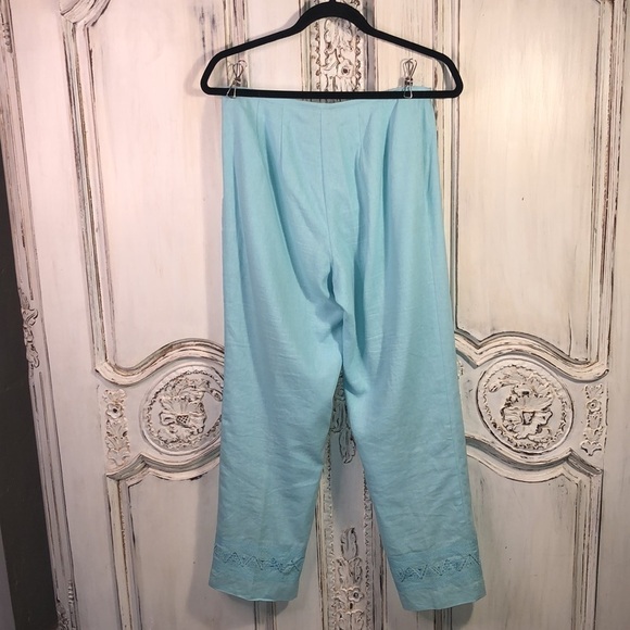 Nicole Studio Lovely Linen Blend Aqua Lined Pants Size 6P - Picture 6 of 10